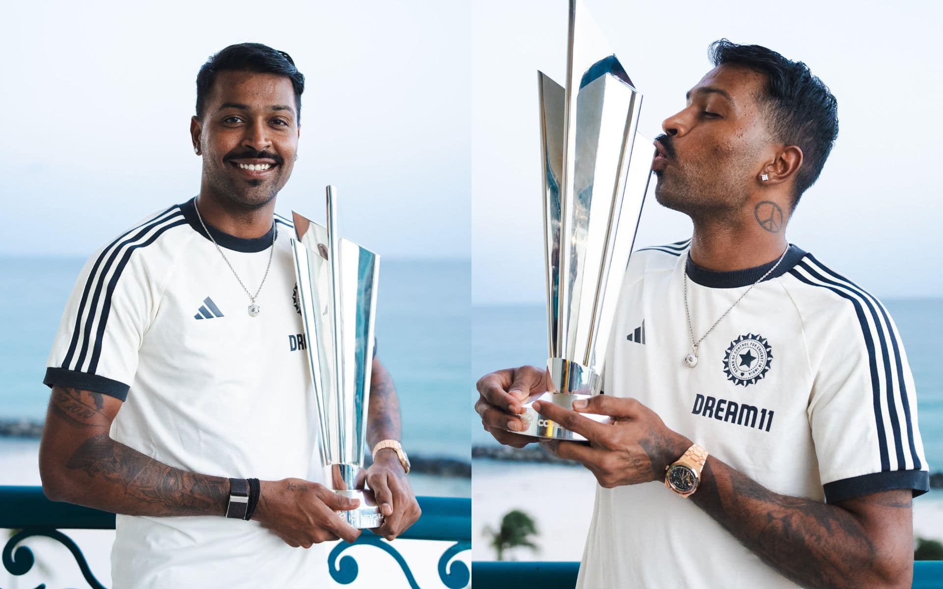 Hardik Pandya, The New No. 1 All-Rounder, Kisses Prestigious World Cup Trophy In Barbados